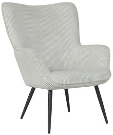 byLIVING Sessel UTA, Grob-Cord Off-White, weiß, Gestell schwarz | Relaxsessel, Armlehnsessel, B 72, H 97, T 80 cm