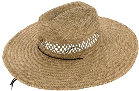 CAXUSD Chapeau Cowboy Tissé à Main en Paille Khaki, Style Western | Léger et Respirant, Protection Uv, Bande Tissée Khaki, Ambiance Campagne pour Fête