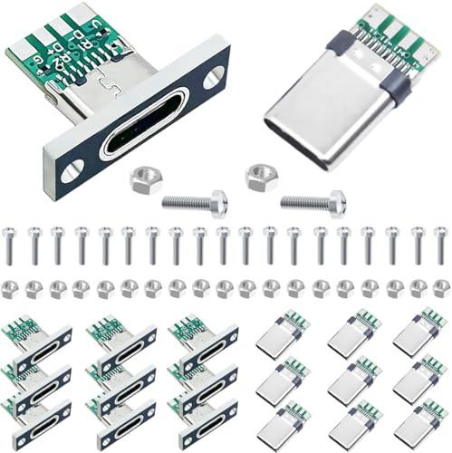 Youmile 20 pezzi Scheda di prova USB tipo C maschio e femmina DIY USB 3.1 Breakout Board Scheda connettore femmina PCB Saldatura fissa scheda connettore maschio con viti e dadi M2