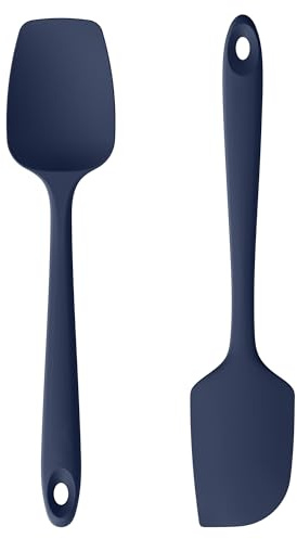 U-Taste Silicone Spatula Set of 2, 315℃ Heat Resistant, Midnight Blue | Flexible Seamless Rubber Spoon Scraper, Baking Cooking Kitchen Utensil, Spoonula with Nylon Core for Mixing Stirring Scraping