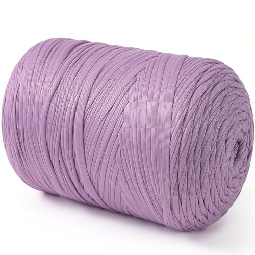NOTIONSLAND 800g/240m T-Shirt-Garn, Strickgarn, Stoff, Häkelgarn für Taschen, Körbe, Decken, Heimdekoration, Hochelastisches Dickes Garn für Anfänger(Lila Violett)