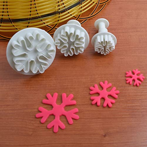 3PCS Snowflake Cookie Cake Decorating Edible Fondant Embossing Tool Snowflake Embosser Plunger Cake baking Stamp Cutter, Snowflake Embosser, Fondant Embossing Tool