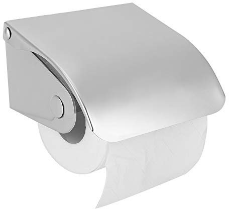 Toalettpappershållare, Toalettrullehållare i rostfritt stål med lock Väggfäste Modern Mjukpappershållare för badrum, kök, tvättrum