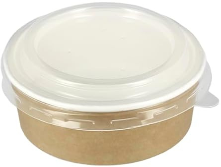 Monouso | 50 Tarrinas de Cartón Kraft con Tapas PP 19 Oz/550ml, Biodegradables, Envases para Comida, Tiendas, Restaurantes