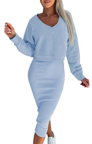 Robe Tricotée Femme Costume Deux Pièces Sweatshirt à col Roulé Haut et Jupe Maxi Tricotée Ensemble 2 Pièces Moulant Robe Pull Moulante + Jupe Longue Costume de Loisirs
