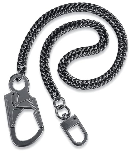 Ahiller Wallet Chain, 25''Heavy Duty Biker Wallet Chains for Men, Anti Lost Keychain,Belt,Pocket Jean Pant Chain for Keys(BK-Gunmetal-1P)