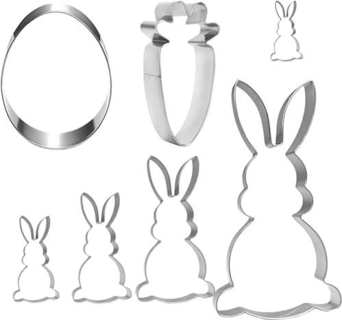 Pubbyuer Ausstechförmchen Ostern 7er Set - 20CM Groß Keksausstecher Ostern Hasenausstecher Set, Edelstahl & Lebensmittelecht Plätzchenausstecher Hase Ausstecher Ostern für Backen Kinder