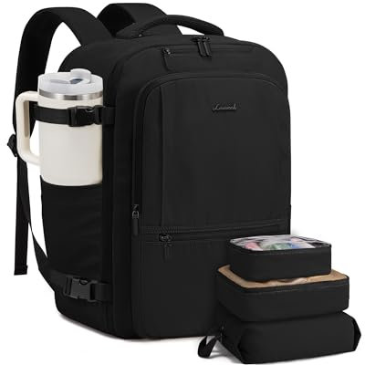 LOVEVOOK Rucksack Handgepäck Flugzeug, 30L Reiserucksack Herren Damen für 15,6 Zoll Laptop, Wasserdicht Travel Backpack Carry On Luggage, Weekender Handgepäck Tasche für Reise Arbeit Trip, Schwarz