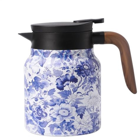 Vintage Floral Pattern Tea Kettle - Built-in Filte, Isolation Stainless Steel Coffee Pot, Thermal Coffee Kettle, Convenient Large Capacity Water Separation Teapot for Living Room, Kitchen