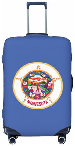 axzttupy Copertura grande per valigia con stampa di bandiera dello stato del Minnesota adatta a quasi tutti i bagagli protezione personalizzata per bagagli da viaggio, Nero, L