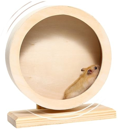 Roue de Hamster étanche à l'épreuve d'humidité Stable en Bois Stable Roue de Hamster Silencieux pour Hamsters Nains, Rat Gerbille, Petits Animaux, hérisson