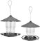 AKLOSIPY Faisseur d'oiseaux Suspendus en Forme de Pavillon Transparent avec Couvercle à Clamp/Holder sécurisé pour Le Jardin et Usage Extérieur
