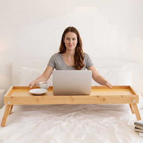 Geelin Extra Large 30.3 x 15 Inch Bamboo Bed Tray Table, Natural Color