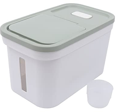 FROPIJ Reis Aufbewahrungsbox mit Deckel & 10 kg Reisbehälter aus Kunststoff - Frischhaltedosen mit Reisbecher, Luftdicht - Vorratsbehälter und Vorratsdosen für Getreide, Reis, Linsen