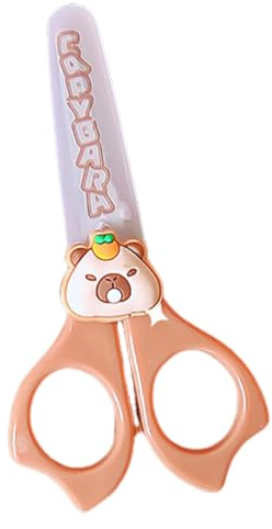 JUGUTA Capybara - Tijeras De Oficina Multiusos Capybara, Tijeras De Oficina Con Diseño De Animales, Cortador De Papel Recubierto De Titanio, Mango Cómodo, Hoja Resistente Para Escuela