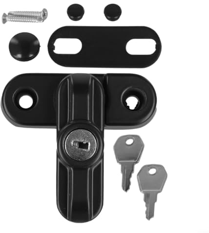 Entrebâilleur de sécurité à clé pour portes UPVC fabriqué en alliage d'aluminium avec bloqueur pour fournir une protection supplémentaire contre le cambriolage (noir)