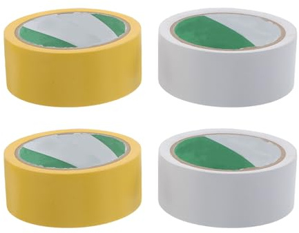 HOLIDYOYO Nastro per Campi da Gioco Bicolore Giallo e Bianco 4 CM X 175 M Set da 4 Pezzi Adesivo Forte per Marcatura Campo Sportivo Outdoor per Pallavolo e Altri Sport