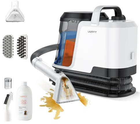 Uwant Y100 Polsterreiniger Gerät, Nasssauger mit 18KPA für Sofa, Teppich und Auto, 600 W Waschsauger, Selbstreinigung, 1,2 L Doppeltank, Doppelseitige Bürste, Reinigungsmittel, Fugen Bürste, 2 J. Gar.