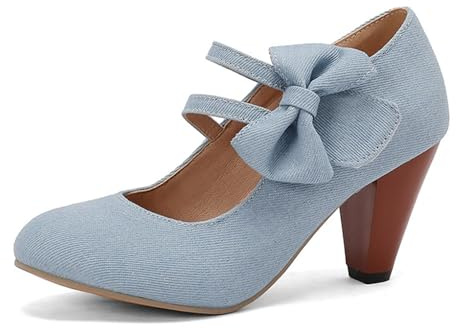Dirndl - Scarpe da donna per costume tradizionale bavarese, con tacco, scarpe da sera, feste, vintage, chiuse con cinghie, per Oktoberfest