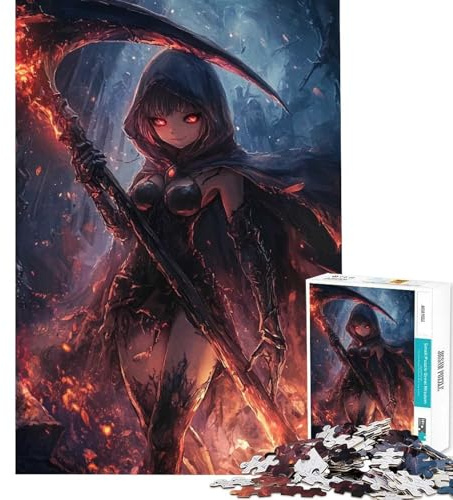 Puzzle per ragazzi da 1000 pezzi con ragazza anime dark e falce gioco per famiglie ideale per le vacanze a casa per passare il tempo regali di Natale e compleanno (dimensioni 50x75cm)