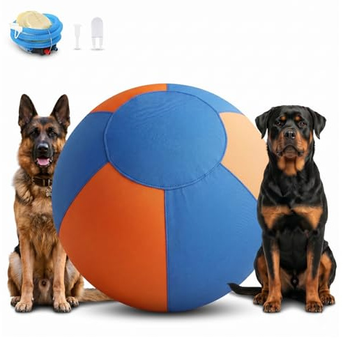 Herding Ball für Hunde, großes aufblasbares Haustierspielzeug, reißfest, widerstandsfähiger Welpenfußball mit Griff, Outdoor-Trainingsgerät für Border Collies, Innenhöfe und Pools (Bronze_65 cm)