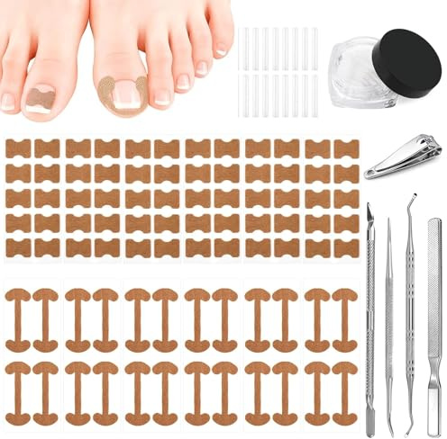 GmwyCzV Set de Soin pour Ongles Incarnés, Ongle Incarné Gros Orteil, Autocollants de Correction, Ongles Incarnés, Pansement, Coton Élastique Patch d'Ongles Patch des Orteils Outil de Pédicure