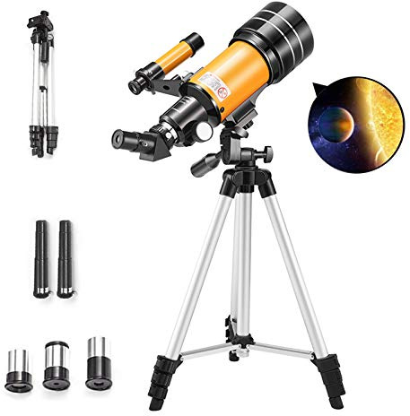 Professionell astronomisk teleskop, 300x70mm HD Justerbar brytningsteleskop, se Moon Star Deep Space Universe för barn gåva med bärbart stativ