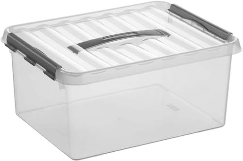 helit sunware H6162602 - Aufbewahrungsbox „the q-line“ 15 Liter | Transparente Ordnungsbox mit Deckel zur übersichtlichen Aufbewahrung