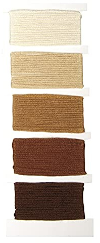 Rayher 53564536 bomullsgarn Stitch & Knot, bruna toner, 5 färger per 10 m (50 m), korsstygnsgarnset, broderigarn, garn för vänskapsband