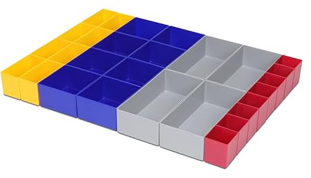 1a-TopStore 28-tlg. Schubladen-Einsatzkästen-Set für Schubladen, 63 mm hoch, Set Nr. 3, 600x440x63 mm (LxBxH)