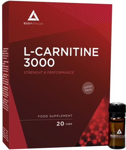 BodyAthlon – L-Carnitina 3000 Quemagrasas sabor limón, 20 viales x 10 ml de L-Carnitina líquida sabor limón- Mejora el Rendimiento y Energía – Suplemento Deportivo