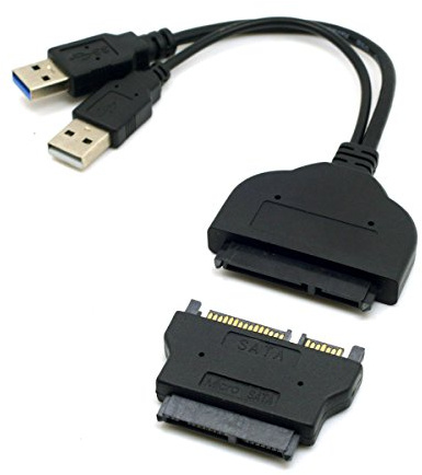 JSER 1 Set USB 3.0 auf SATA 22-Pin & SATA auf 16-Pin Micro-SATA Adapter für 1,8 und 2,5 Festplattentreiber mit zusätzlichem USB-Stromkabel
