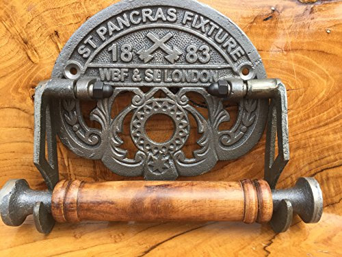 StPancras Traditional Toilet Roll Holder Cast Iron Wooden Roller Victorian Railway Station Vintage Design Wall Mounted Loo Roll Holder Eurostar George Gilbert Scott Midland Railways Midland Hotel