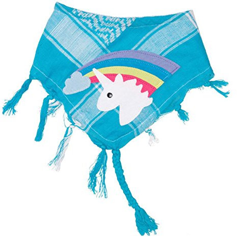 P. Eisenherz Baby Halstuch Palituch Einhorn türkis mit Regenbogen und Fransen