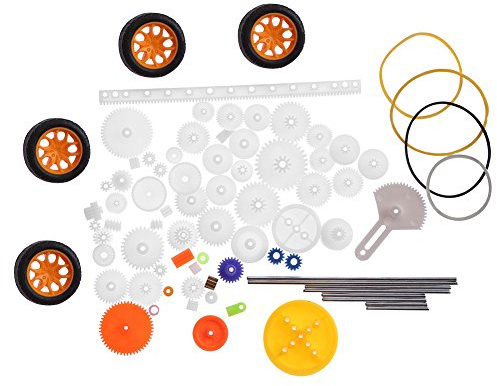 Akozon Zahnräder Set 78pcs Plastik Getriebe Zahnrad Set Riemenscheiben Wurm Zahnstangen Ausrüstungs Gang Gesetztes Wellen Gurt Gears Toy für Flugzeug Auto l DIY Installationssatz
