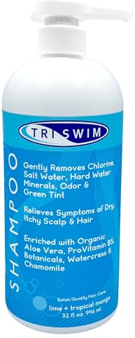 TRISWIM Chlorine Removal After Swim Shampoo | Removes Chlorine, Salt, and Hard Water Buildup | Relieves Dry and Itchy Scalp | With Aloe Vera and Botanicals | Lime&Mango Scent, 946 ml