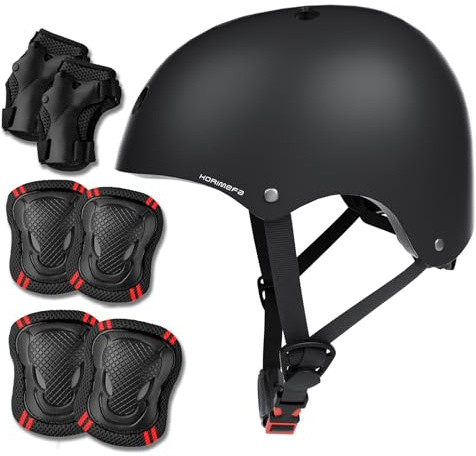 KORIMEFA Casco Infantil Equipo de Protección Patinete Patinaje con Casco Adjustable Rodilleras Coderas para Bicicleta Monopatín y Deportes Extremoscon de 3 a 13 años