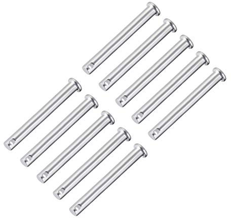 sourcing map 10 Stück Steckbolzen Einloch Gabelbolzen 8mm x 90mm Splintstift Flachkopf verzinkter Stahl Lochbolzen