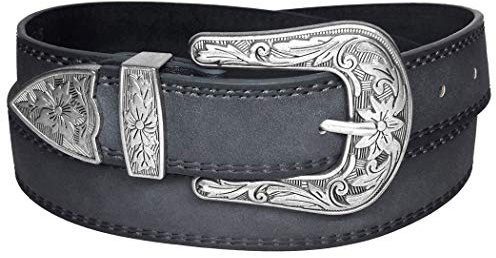 Zakatte • Damen schlichter Cowboy Gürtel aus Kunstleder bis 105 cm (85 cm, Grau)