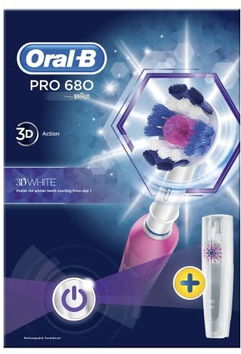 Oral-B Pro 680 Cross Action Electric Rechargeable Toothbrush with Travel Case, Pink