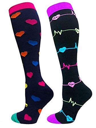 Calcetines de compresión de 20 a 30 mmHg para hombres y mujeres, ideales para recuperación, enfermeros, correr, maternidad, embarazo, vuelos, viajes, deportes (6+18, S-M)