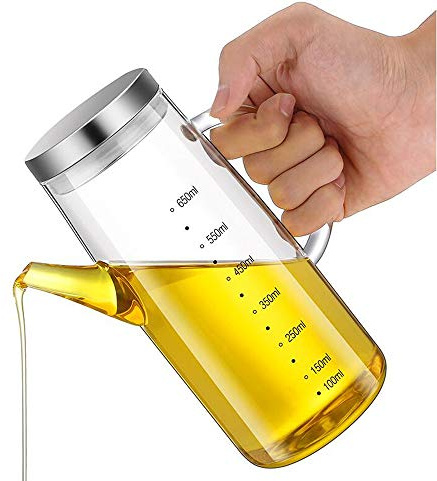 XiaoShenLu Bottiglia dispenser per olio d'oliva, bottiglia di olio in vetro non sgocciola, contenitore per olio vegetale, olio d'oliva, dispenser di olio in Vetro, 650ml