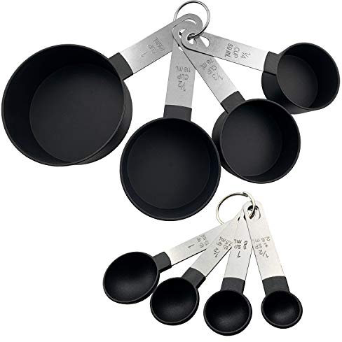 HINMAY 8-Piece Measuring Cups and Spoons Kitchen Nesting Measurement Tools for Liquids and Solids