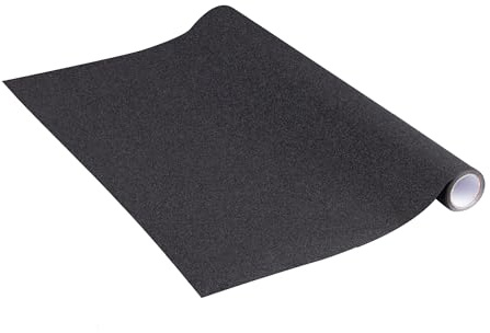 Vénilia Klebefolie Glitter Schwarz, 45cm x 2m, Stärke 100μ, selbstklebende Möbel-Folie, Dekofolie, Tapete, Küchenfolie, PVC ohne Phthalate, Made in EU