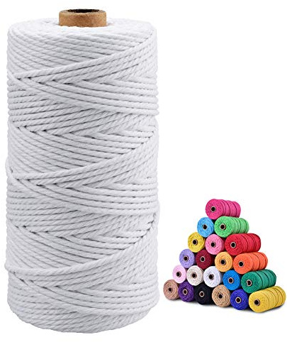 jijAcraft 3MM White Macrame Cord, 100M Cotton String Twine for Crafts, Graden String Cotton Rope for DIY Crafts Wall Hanging Plant Hanger Knitting Bundling Wrapping