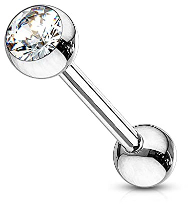 viva-adorno Barbell Piercing Stab Zungenpiercing Kristall Stecker Hantel Chirurgenstahl 316L beschichtet Zirkonia Z309n