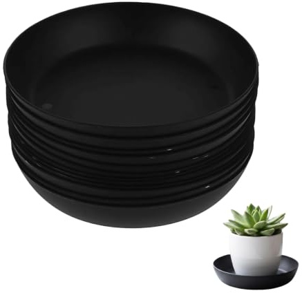 Cabilock 30 Stück Pflanzenuntersetzer Rund 11cm, Blumentopf Untersetzer Schwarz aus Kunststoff, Kleine Pflanztopf Unterteller für Zimmerpflanzen, Balkon, Terrasse und Garten