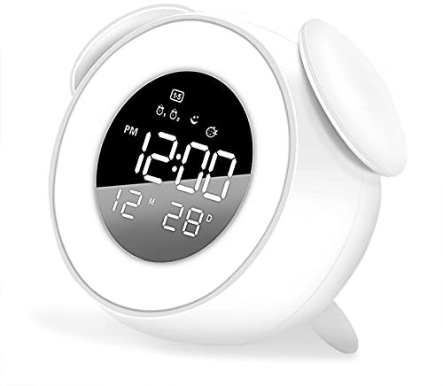 JDKC- Despertador del Simulador de Amanecer, Luz de Despertador Digital LED, Lámpara de Luz Nocturna, Alarma Dual, Función de Repetición, para Niños, Adultos
