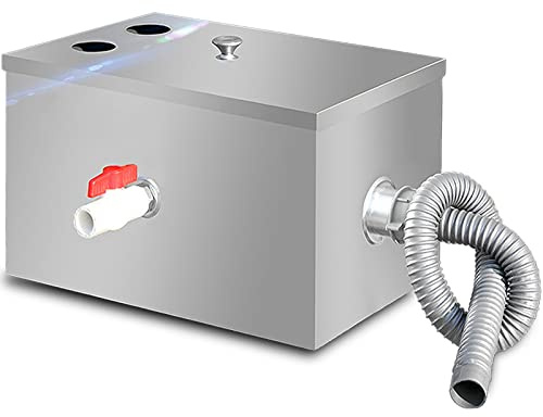 Intercepteur de Piège à Graisse en Acier Inoxydable, Séparateur de Graisse Commercial Bac à Graisse Restaurant Professionnel pour Restaurants, Buffets et Cantines(Size:50 * 29 * 29cm)