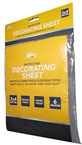 Clear Polyethylene Protective Decorating Sheet (3m x 4m) Pack of 1 - Waterproof, 6 Micron, Essential Protection for Floors & Furniture Against Spills